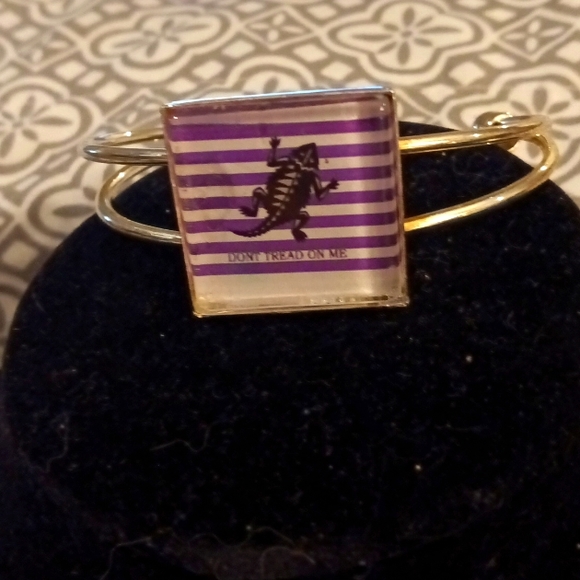 TCU Horned Frog silver bangle bracelet "Don't tread on me" custom made pe… - Picture 2 of 8